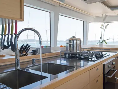 Galley of Cool Breeze, a Lagoon 560 catamaran at Općina Marina, Croatia