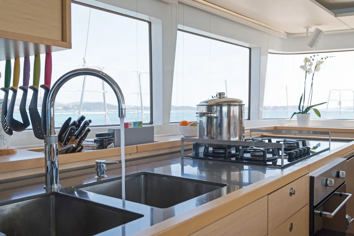Galley of Cool Breeze, a Lagoon 560 catamaran at Općina Marina, Croatia