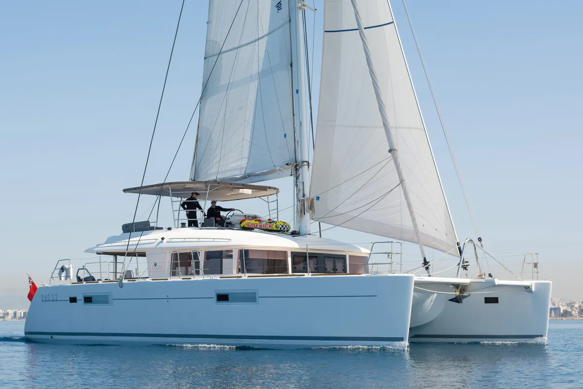 Exterior view of Cool Breeze, a Lagoon 560 catamaran at Općina Marina, Croatia