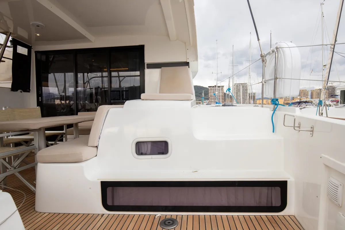 Deck of Emozione - Standard Line, a Lagoon 42 catamaran at Salerno, Italy