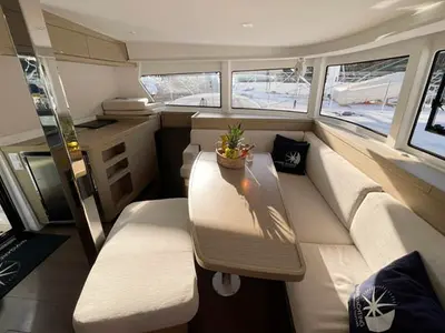 Salon of NORD, a Lagoon 42 catamaran at Marmaris, Turkey