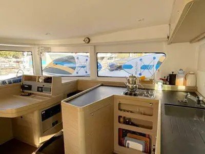 Galley of NORD, a Lagoon 42 catamaran at Marmaris, Turkey
