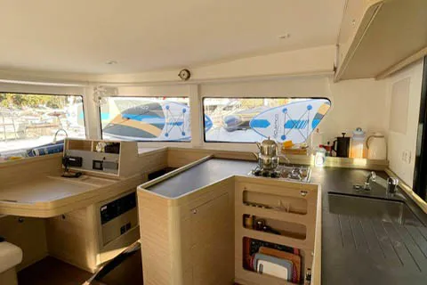 Galley of NORD, a Lagoon 42 catamaran at Marmaris, Turkey