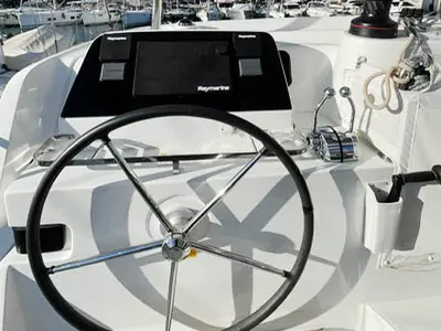 Cockpit of NORD, a Lagoon 42 catamaran at Marmaris, Turkey