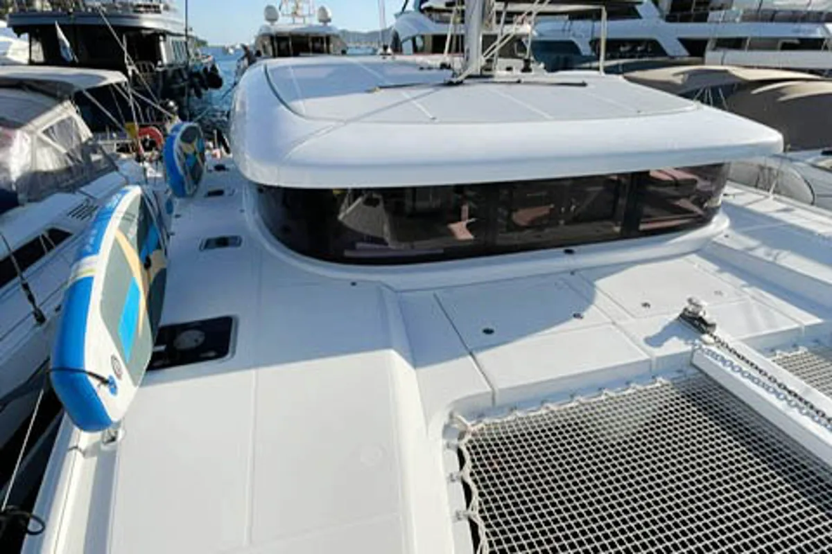 Deck of NORD, a Lagoon 42 catamaran at Marmaris, Turkey