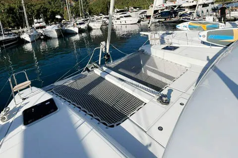 Deck of NORD, a Lagoon 42 catamaran at Marmaris, Turkey