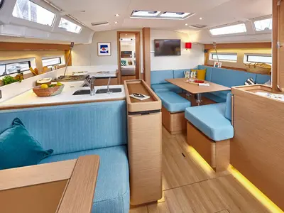 Salon of Konstantinos, a Jeanneau Sun Odyssey 490 sailboat at Athens, Greece