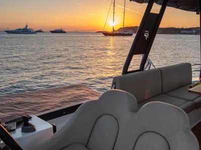 Cockpit of Emy 6, a Fountaine Pajot MY6 catamaran at Municipal Unit of Apollonioi, Greece