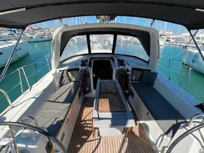 Cockpit of Tikal 2, a Beneteau Oceanis 41.1 sailboat at Municipal Unit of Lefkada, Greece