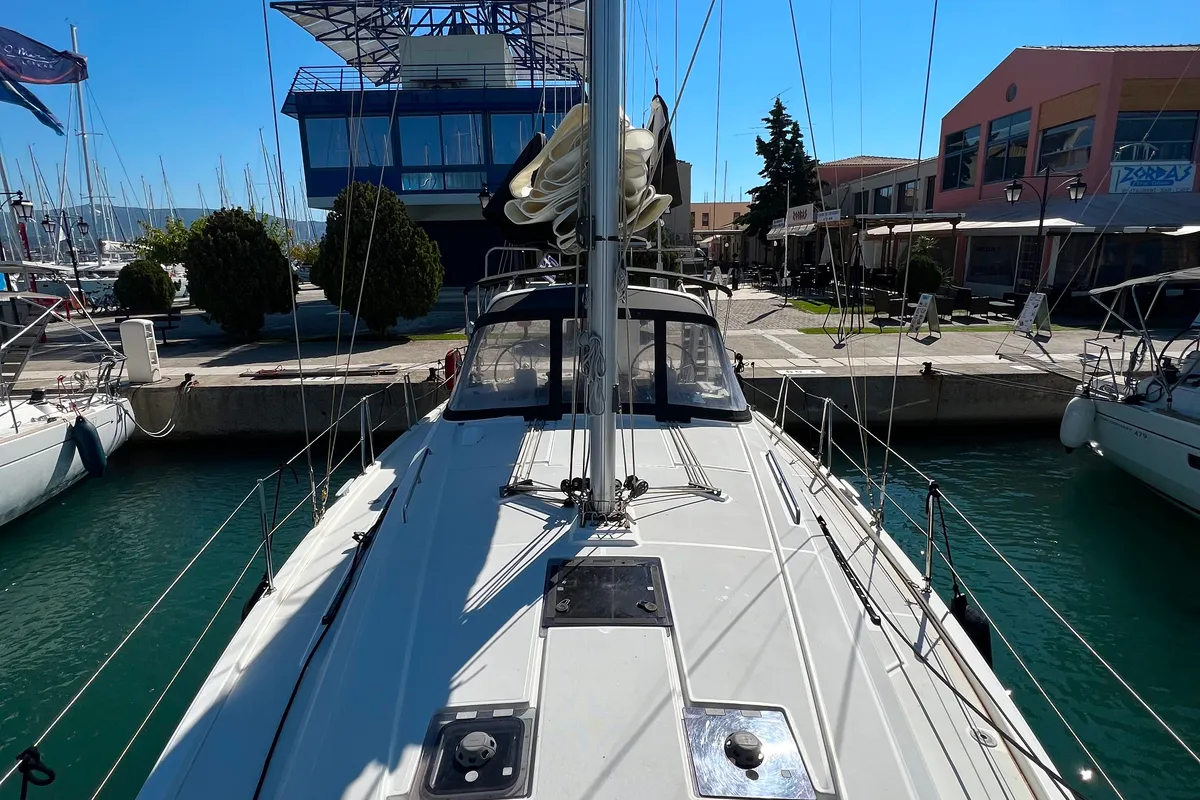 Deck of Tikal 2, a Beneteau Oceanis 41.1 sailboat at Municipal Unit of Lefkada, Greece