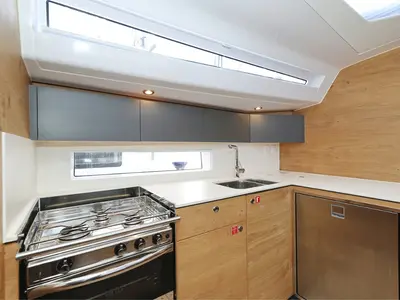 Galley of Scarlett, a Elan Impression 45 sailboat at Grad Biograd na Moru, Croatia