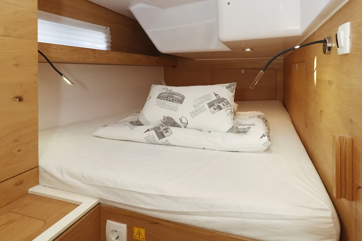 Cabin on Scarlett, a Elan Impression 45 sailboat at Grad Biograd na Moru, Croatia