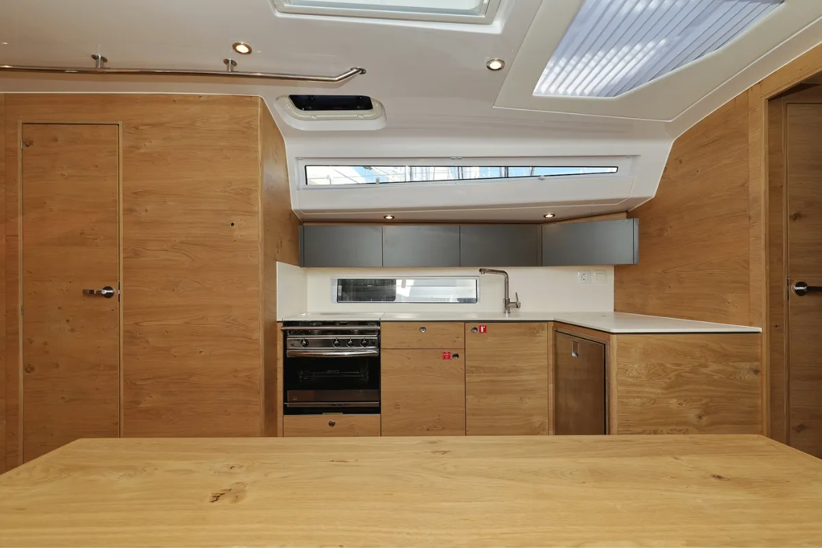 Galley of Scarlett, a Elan Impression 45 sailboat at Grad Biograd na Moru, Croatia