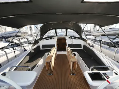 Deck of Scarlett, a Elan Impression 45 sailboat at Grad Biograd na Moru, Croatia