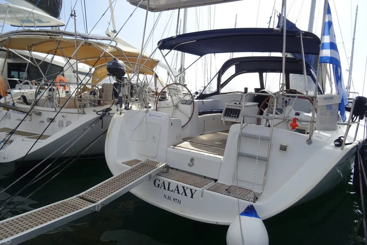 Exterior view of Galaxy, a Beneteau Cyclades 50.5 sailboat at Athens, Greece