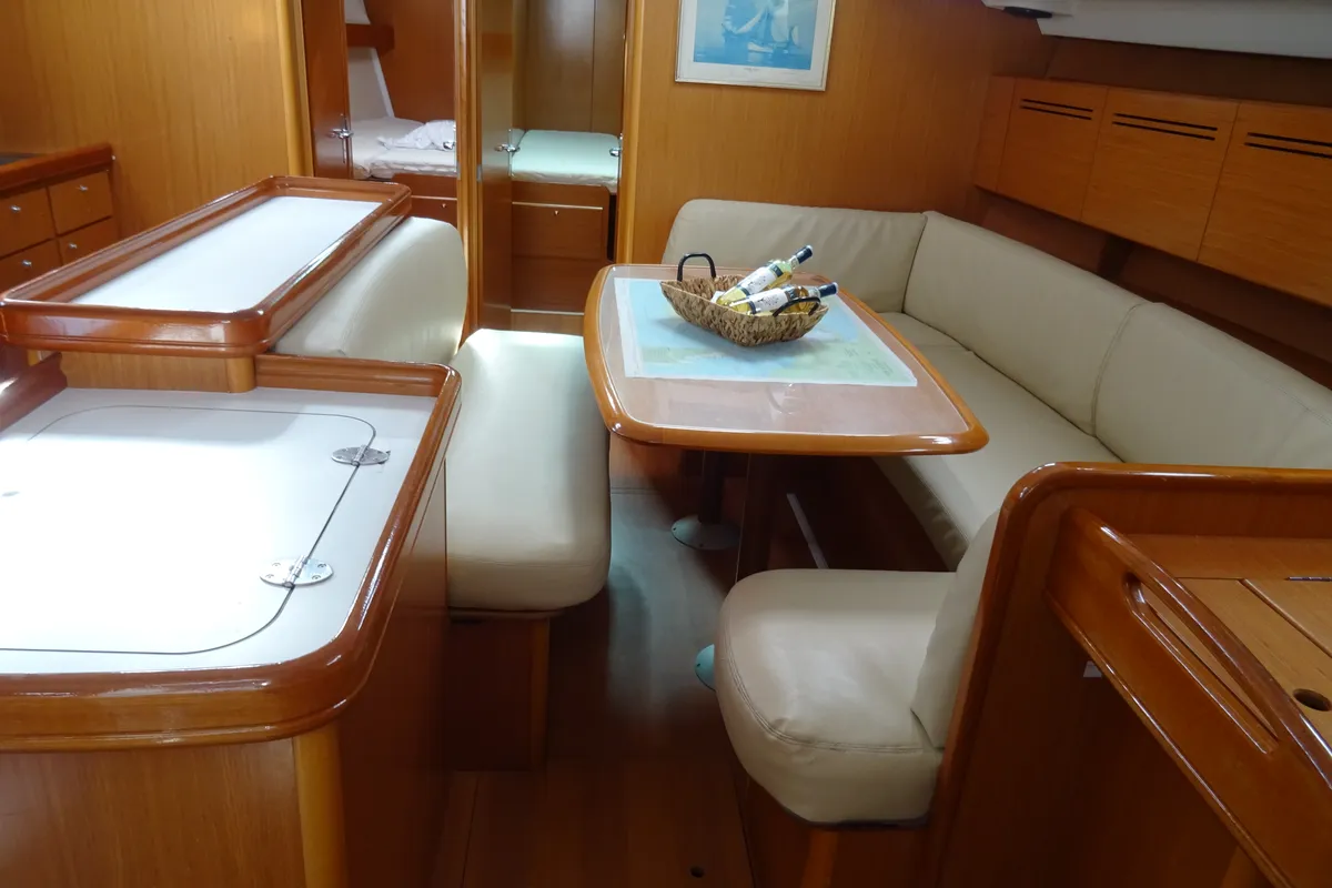 Salon of Galaxy, a Beneteau Cyclades 50.5 sailboat at Athens, Greece