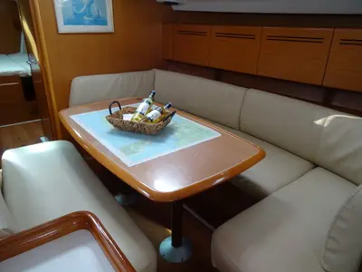 Salon of Galaxy, a Beneteau Cyclades 50.5 sailboat at Athens, Greece