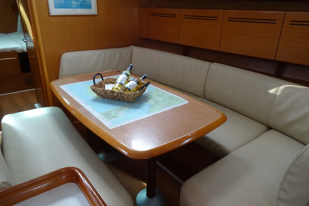Salon of Galaxy, a Beneteau Cyclades 50.5 sailboat at Athens, Greece