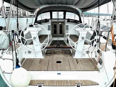 Cockpit of Major Tom, a Bavaria Cruiser 41S sailboat at Pirovac, Croatia