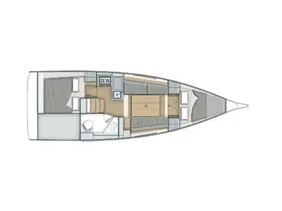 Floor plan of Beneteau Oceanis 30.1, a sailboat at Kerners, France