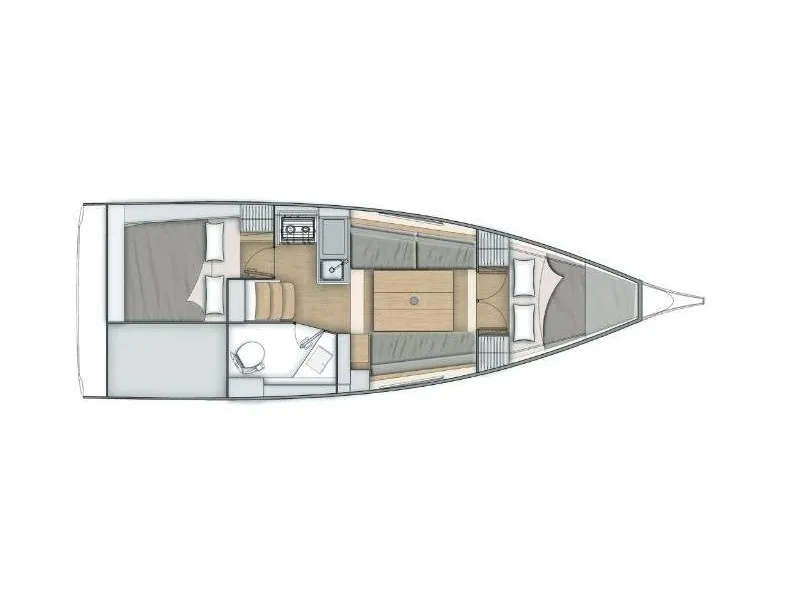 Floor plan of Beneteau Oceanis 30.1, a sailboat at Kerners, France