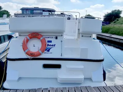 Deck of Countess, a Cygnet Countess motorboat at Hesse, France