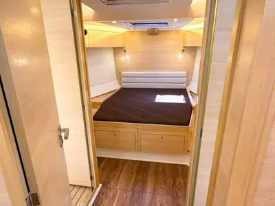 Cabin on TUTO PASSA, a Delta 465 sailboat at Paraty, Brazil