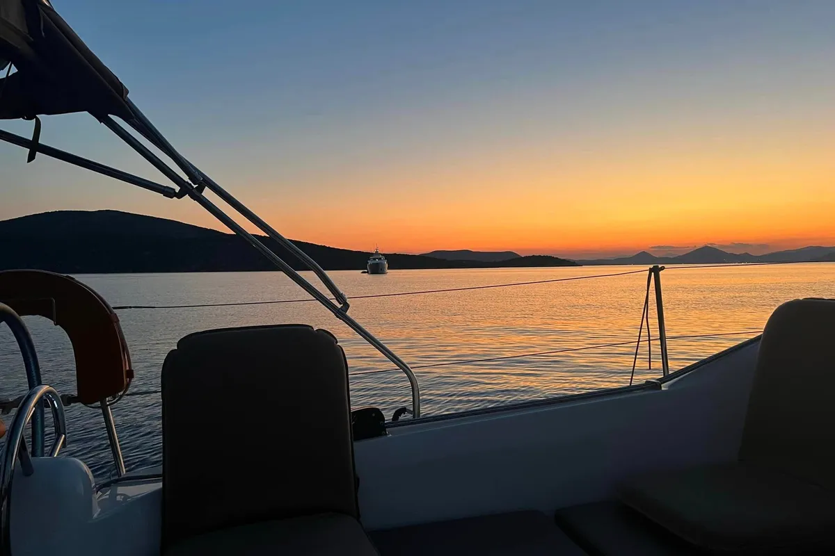 Deck of Little Tony, a Jeanneau Sun Odyssey 410 sailboat at Athens, Greece