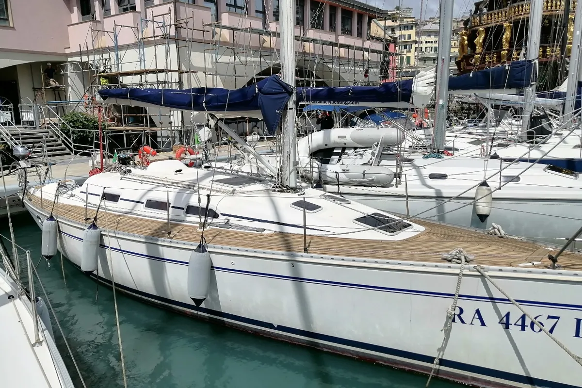 Exterior view of Peter Pan, a Elan 40 sailboat at Genoa, Italy