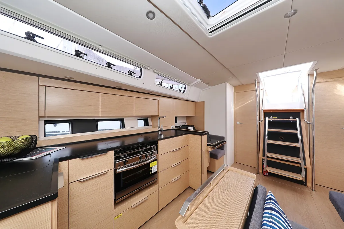 Galley of Libertas, a Hanse 460 sailboat at Seget Donji, Croatia