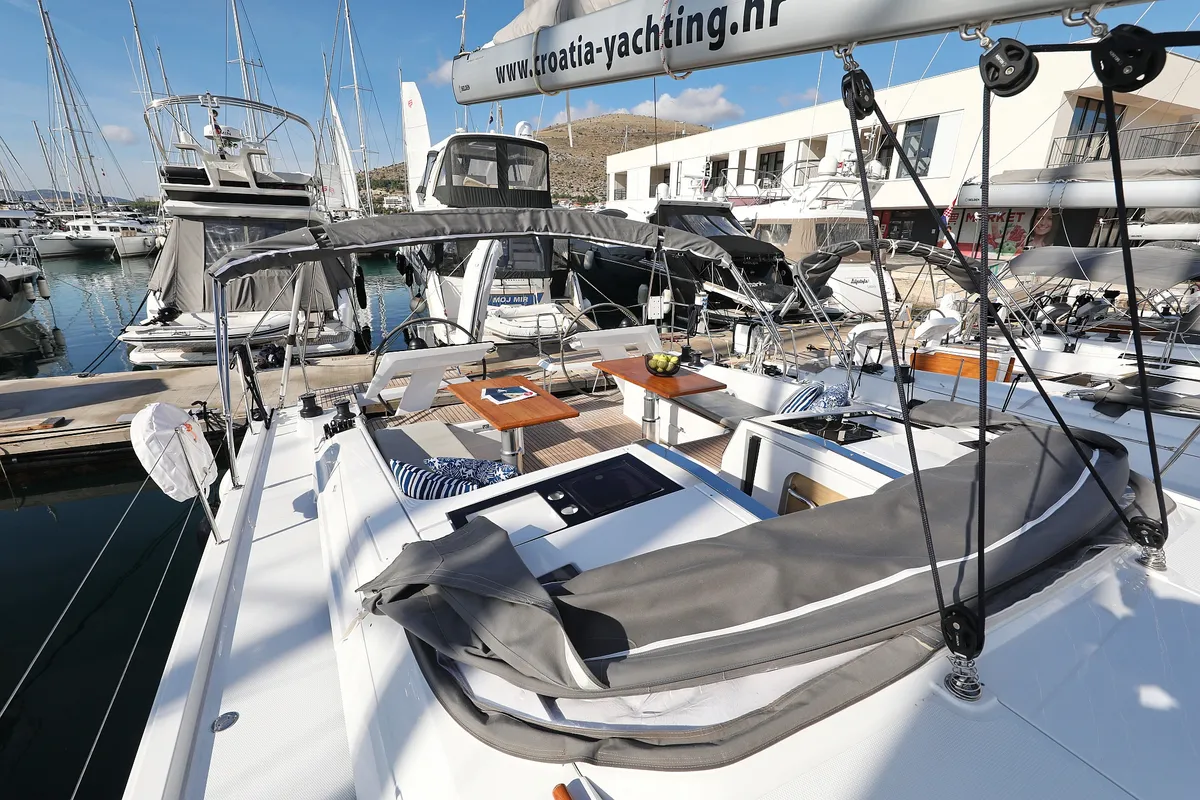 Deck of Libertas, a Hanse 460 sailboat at Seget Donji, Croatia