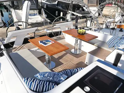 Deck of Libertas, a Hanse 460 sailboat at Seget Donji, Croatia