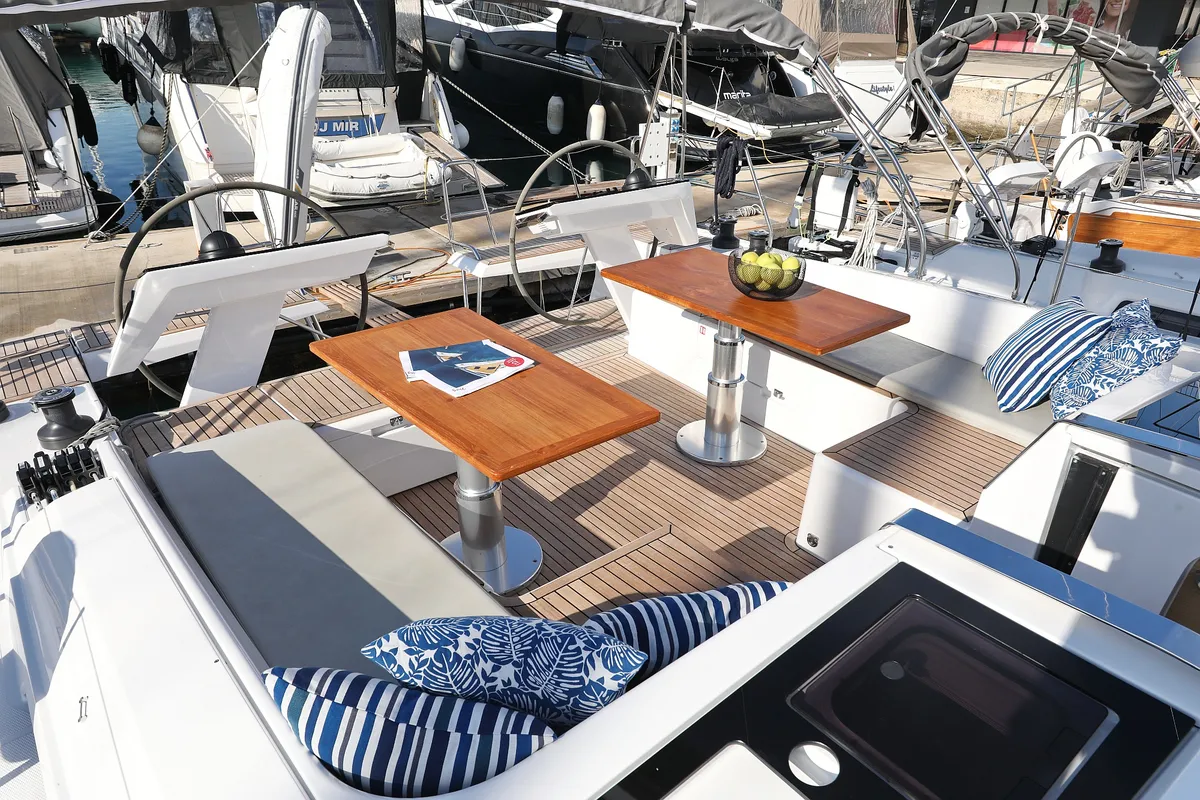 Deck of Libertas, a Hanse 460 sailboat at Seget Donji, Croatia