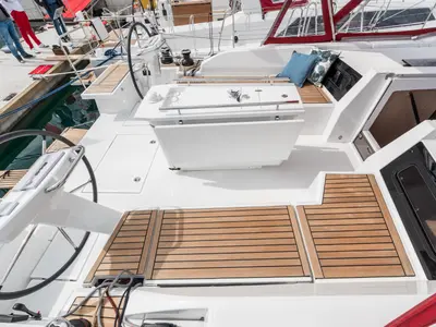 Cockpit of Nemo, a Beneteau Oceanis 46.1 sailboat at Općina Medulin, Croatia
