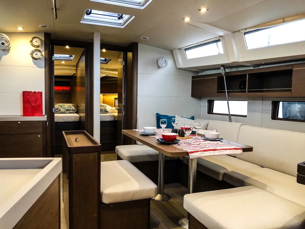 Salon of Nemo, a Beneteau Oceanis 46.1 sailboat at Općina Medulin, Croatia