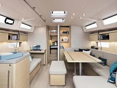 Salon of BRISNIK, a Beneteau Oceanis 46.1 sailboat at Split, Croatia