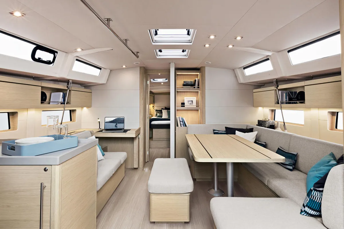 Salon of BRISNIK, a Beneteau Oceanis 46.1 sailboat at Split, Croatia