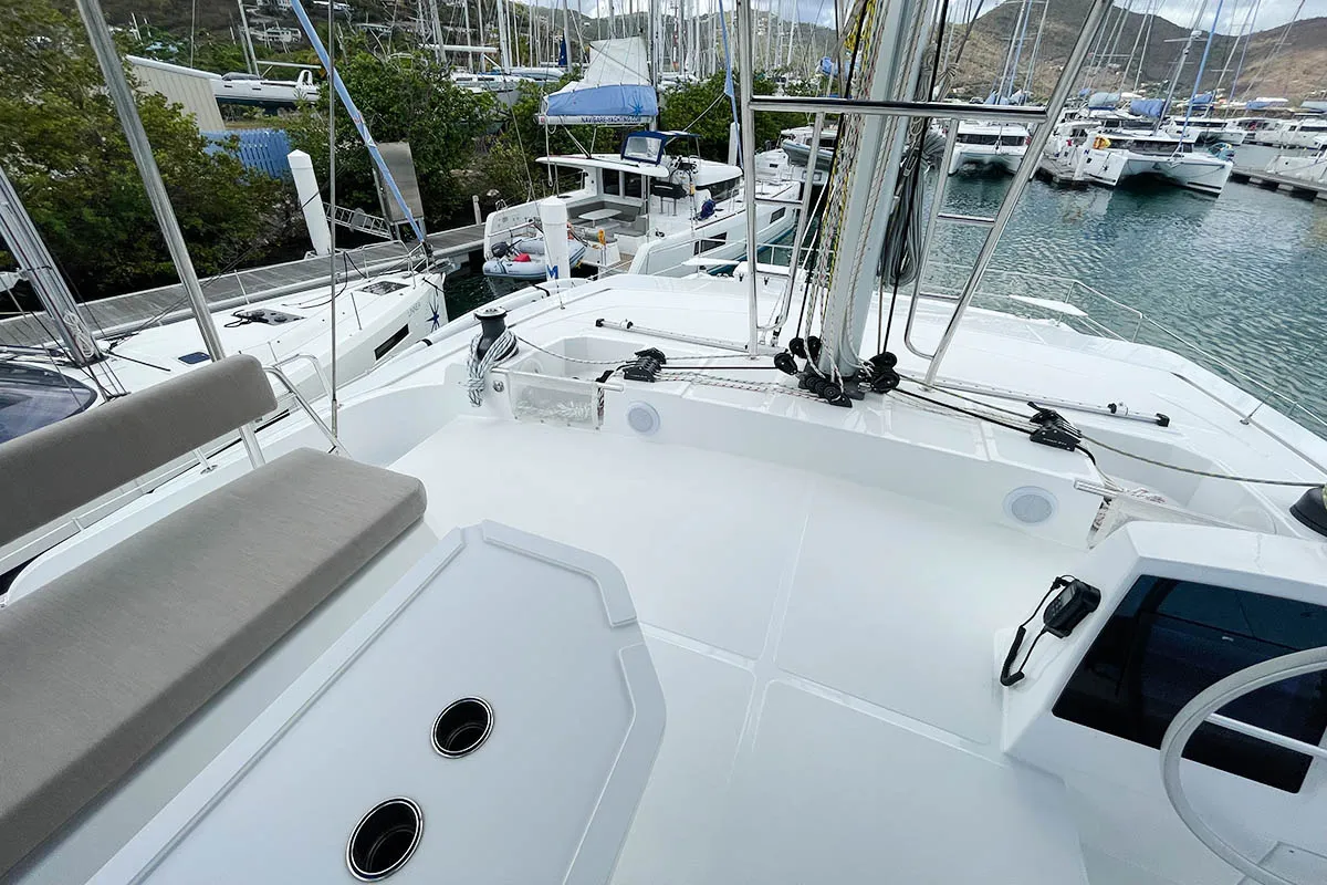 Cockpit of Bali Cat, a Bali 4.8 catamaran at Road Town, British Virgin Islands