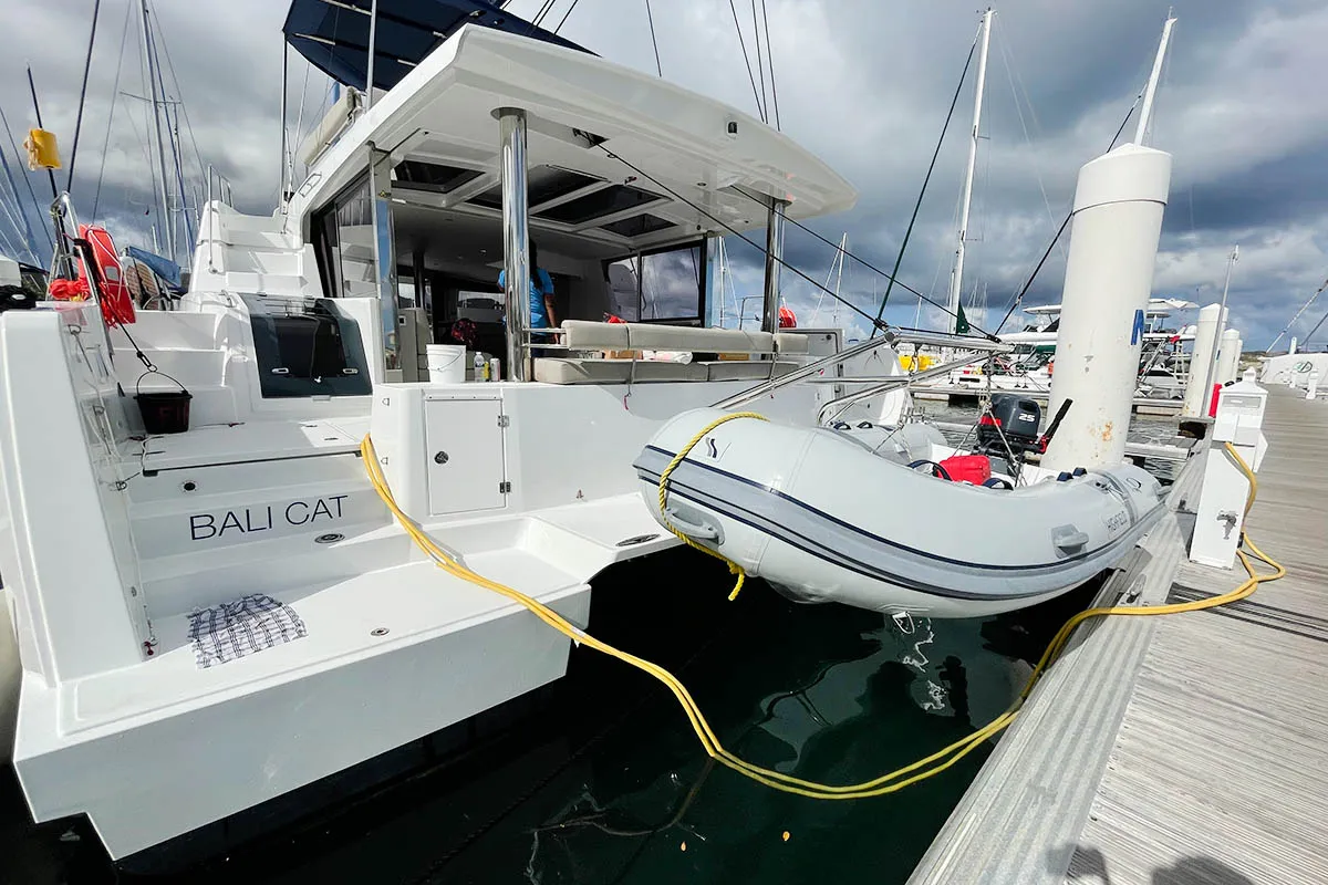 Exterior view of Bali Cat, a Bali 4.8 catamaran at Road Town, British Virgin Islands