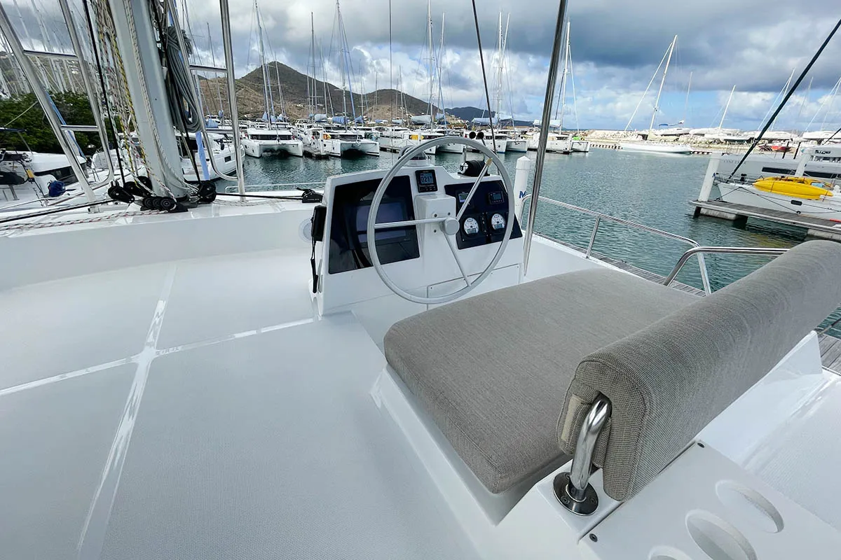 Cockpit of Bali Cat, a Bali 4.8 catamaran at Road Town, British Virgin Islands