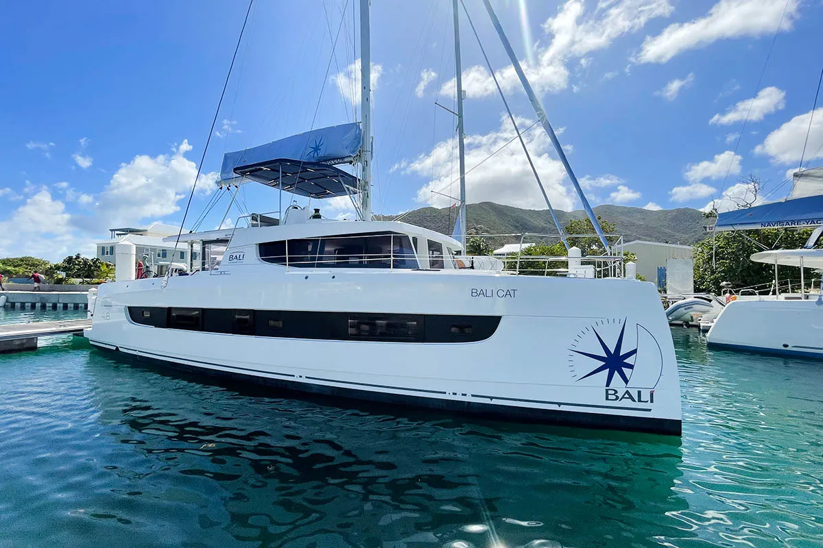 Exterior view of Bali Cat, a Bali 4.8 catamaran at Road Town, British Virgin Islands