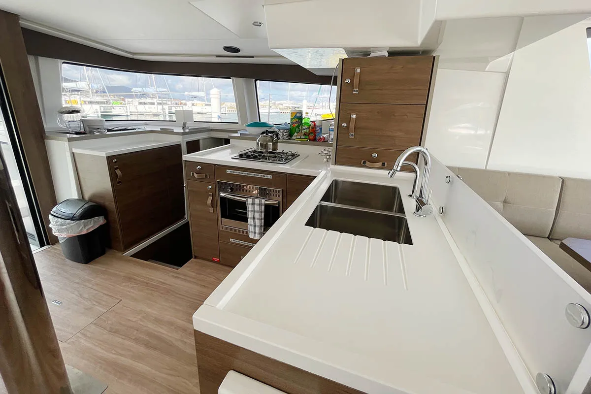 Galley of Bali Cat, a Bali 4.8 catamaran at Road Town, British Virgin Islands