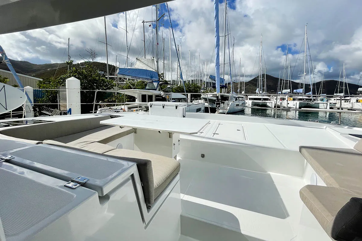 Deck of Bali Cat, a Bali 4.8 catamaran at Road Town, British Virgin Islands