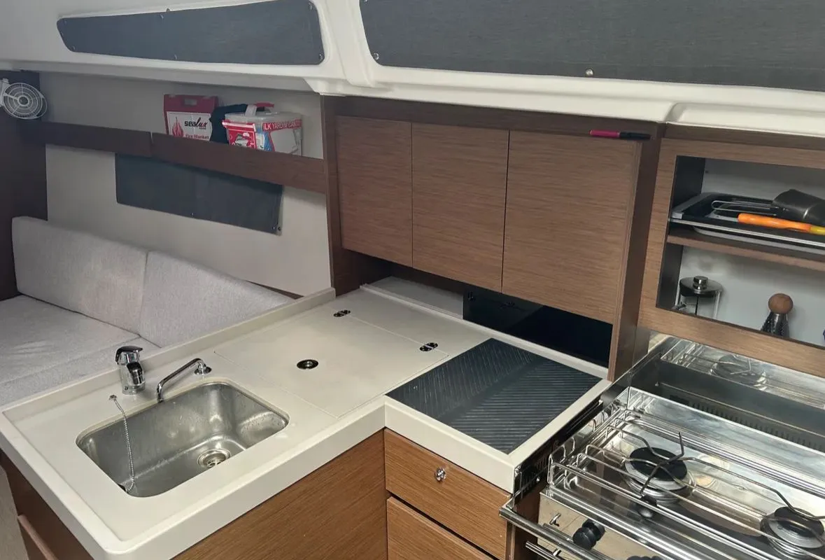 Galley of Sail Lynx, a Beneteau Oceanis 34.1 sailboat at Fethiye, Turkey