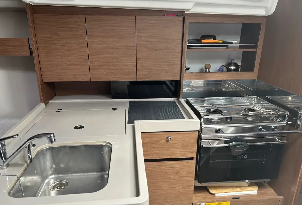 Galley of Sail Lynx, a Beneteau Oceanis 34.1 sailboat at Fethiye, Turkey