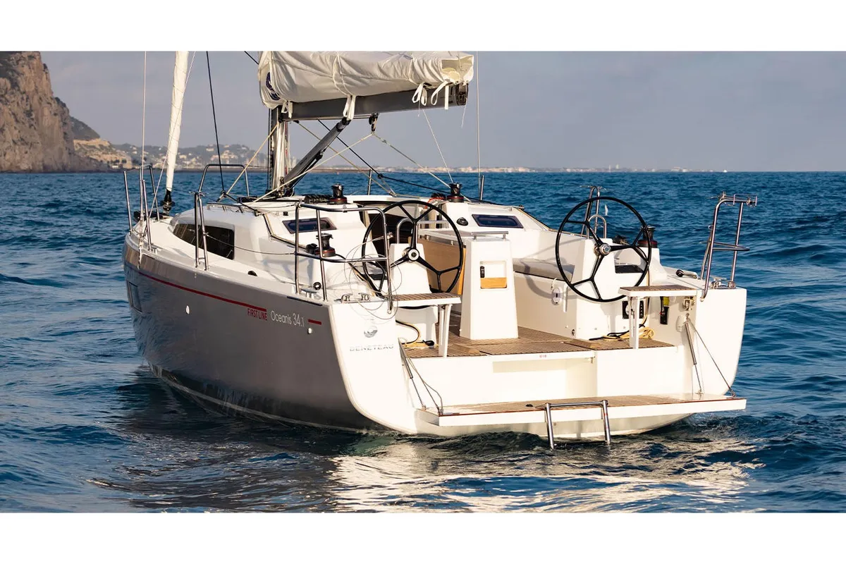 Exterior view of Sail Lynx, a Beneteau Oceanis 34.1 sailboat at Fethiye, Turkey