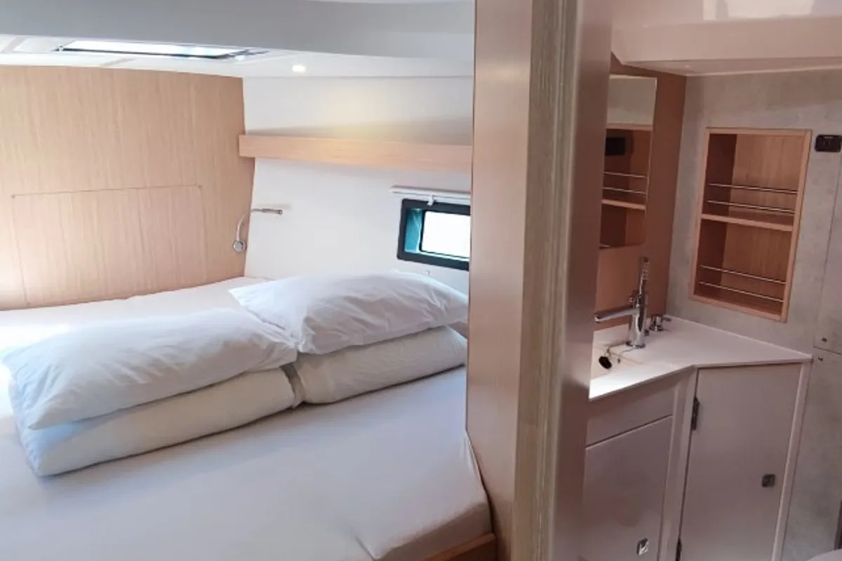 Cabin on Gala, a Bavaria C42 sailboat at Punat, Croatia