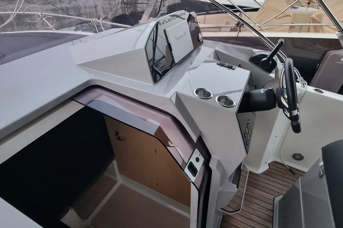 Cockpit of Lady Blue, a Atlantic Marine Sun Cruiser 730 motorboat at Grad Opatija, Croatia