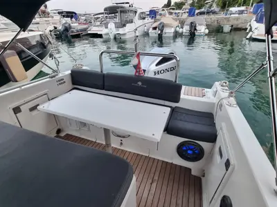 Deck of Lady Blue, a Atlantic Marine Sun Cruiser 730 motorboat at Grad Opatija, Croatia