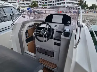 Cockpit of Lady Blue, a Atlantic Marine Sun Cruiser 730 motorboat at Grad Opatija, Croatia